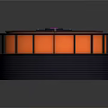 Circular Component With Black Outer Shell Colored Stripes And Orange Base