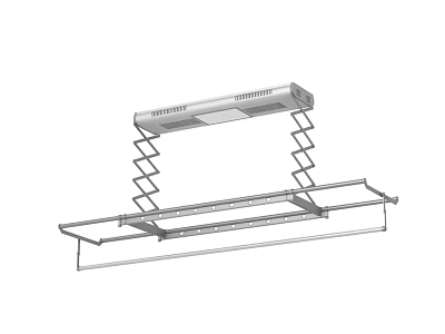Retractable Ceiling Mounted Clothes Hanger With Spring Structure For Laundry Drying 3d model