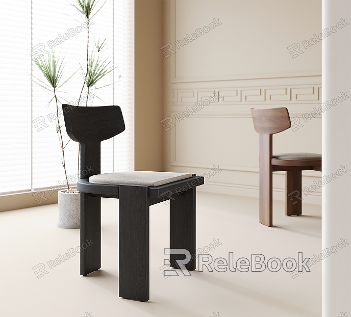 Single Chair Dining Chair Green Plant model