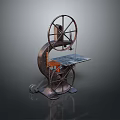 Vintage Metal Household Item With Manual Wheel Structure And Solid Tabletop