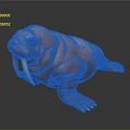 Pink Walrus 3D Model With Long White Tusks On Dark Background