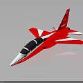 Red And White Jet Model With Black Cockpit On Dark Background With Reflection