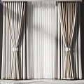Beige And White Pleated Curtains With Tiebacks And Light Filtering Fabric Design
