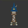 Blue Pointed Roof Decorative Tower Furniture With Wooden Frame And Stone Base