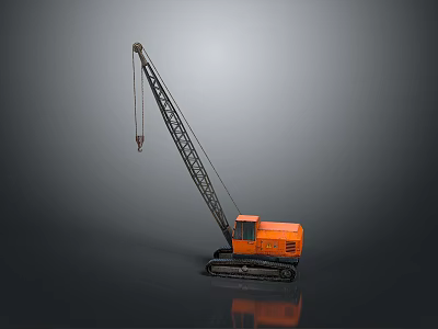 Orange Crawler Crane With Long Boom And Tracked Base For Construction Projects 3d model