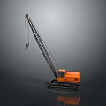 Orange Crawler Crane With Long Boom And Tracked Base For Construction Projects 3d model