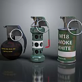 Different Types of Hand Grenades Including M26A2 Concussion and M18 Smoke White