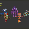 Diverse Group of Colorful Robot Characters With Various Shapes And Designs