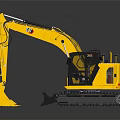 Yellow CAT Excavator With Tracked Chassis Front Bucket And Operator Cab 3d model