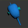 Cartoon Blue Elephant 3D Character With Pink Cheeks And Feet On Dark Background Shiny Reflection