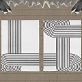 Modern Square Carpet Geometric Stripe Fabric Carpet 3d model