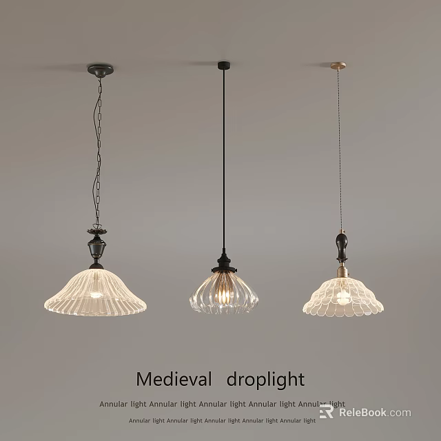Medieval Vintage Droplight Design With Glass Shade And Decorative Ceiling Hanging 3d model 