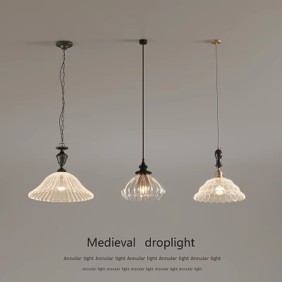Medieval Vintage Droplight Design With Glass Shade And Decorative Ceiling Hanging 3d model