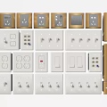 Modern Sleek Electrical Switch Panels With Black White Gold Colors And Socket Switch Options 3d model
