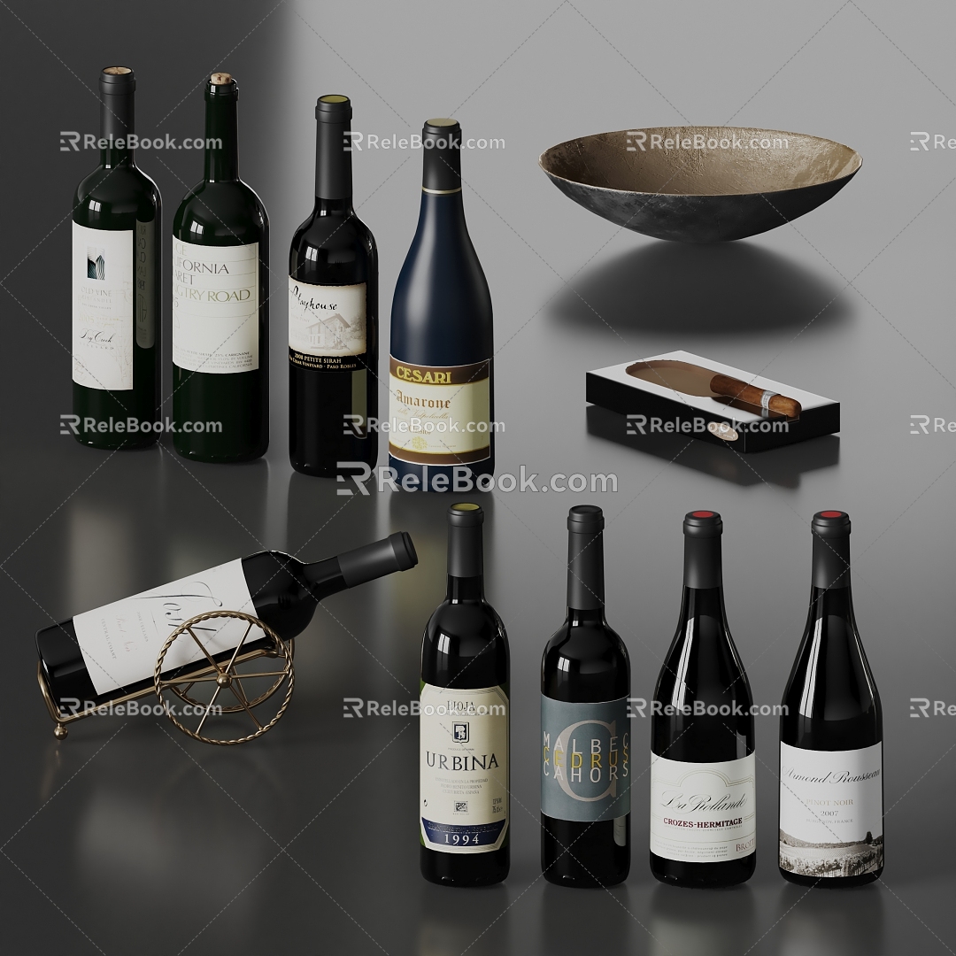 Modern Wine Ornaments Wine Wine Bottle 3d model