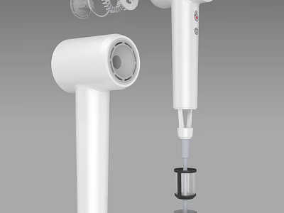 Sleek White Modern Daily Electrical Appliances Including Hair Dryer And Hand Blender Design 3d model