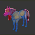 Cartoon Yellow Horse With Black Mane Tail And Legs On Dark Background