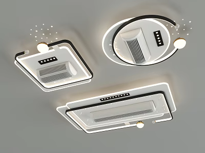 Modern Stylish Ceiling Lights With Square Round Shapes And Decorative LED Details 3d model
