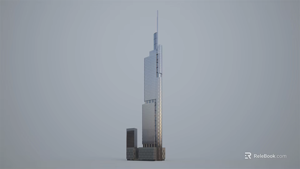 Modern High Rise Office Building With Glass Facade And Architectural Design 3d model 