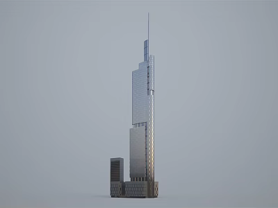 Modern High Rise Office Building With Glass Facade And Architectural Design 3d model