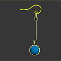 Gold Earrings with Round Blue Gemstone Pendant and Gold Hook Reflection on Dark Background
