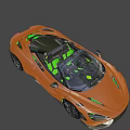 Orange Convertible Sports Car with Sleek Body Black Wheels and Open Top Design