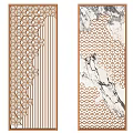 Golden Hexagonal Pattern Room Divider With Vertical Stripes And Marble Design 3d model