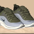 Olive Green And Light Gray Nike Swoosh Sneakers Lace Up Design Mesh Upper White Sole