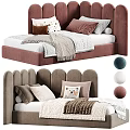Modern Single Sofa With Scalloped Back Plush Pillows Throw Blanket And Color Options