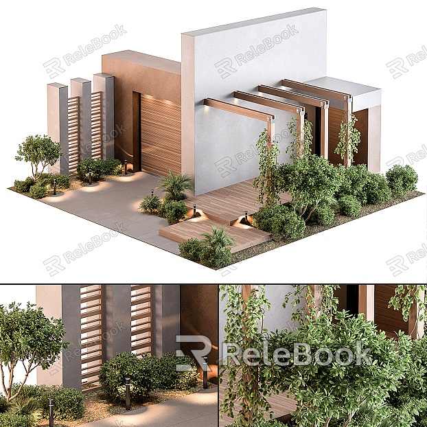 Modern porch frame villa entrance courtyard gate plant garden landscape villa entrance landscape plant gate sketch entrance porch frame landscape sketch model