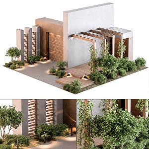 Modern porch frame villa entrance courtyard gate plant garden landscape villa entrance landscape plant gate sketch entrance porch frame landscape sketch 3d model