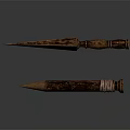 Handcrafted Wooden Spiked Weapon With Carved Handle And Wrapped Rope
