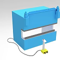 Blue Industrial Hydraulic Press Machine With Steel Frame Control Unit And Connected Cable