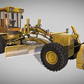 Yellow Heavy Duty Grader Construction Equipment With Large Blade And Wheels