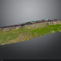 3D Landscape Model Featuring Green Grass And Layered Rock Strata