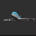 KLM Blue And White Passenger Airplane With Four Engines Modern Design