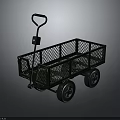 Green Mesh Construction Cart With Handle And Wheels For Building Site Material Transport