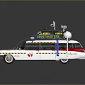 Vintage Ghostbusters Car With White Body Roof Equipment And Colorful Lights
