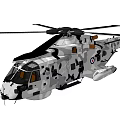 Military Camouflage Helicopter With Black Rotors Royal Air Force Insignia And Fuselage Windows