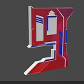 Modern 3D Letter Design With Red Blue Geometric Shapes And Layered Structure