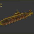 Red And Black Submarine With Conning Tower And Propeller Detailed Structure