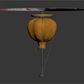 Vintage Space Exploration Aircraft Featuring Pumpkin Shaped Balloon And Propeller Design