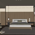 Modern Minimalist Bedroom Interior Design With Wooden Panel Headboard Bedside Tables And Table Lamps