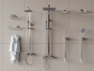 Stainless Steel Shower Bathroom Hardware Small Pieces Bathrobe 3d model