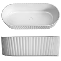 Modern White Freestanding Bathtub With Vertical Ribbed Exterior And Sleek Design