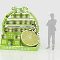 Green Commercial Display Stand for Low Sugar Lemon Tea Beverage Retail Store