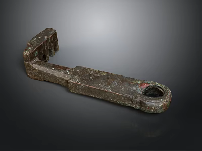 Antique Bronze Sculpture Carving Tool with Serrated Head and Textured Handle 3d model