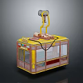 Yellow Tram Model With Cable On Top And Transparent Windows Body Design 3d model