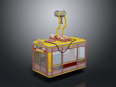 Yellow Tram Model With Cable On Top And Transparent Windows Body Design 3d model Yellow Tram Model With Cable On Top And Transparent Windows Body Design 3d model
