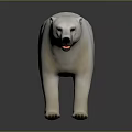 Realistic Polar Bear With White Fur Standing On Reflective Gray Surface 3d model